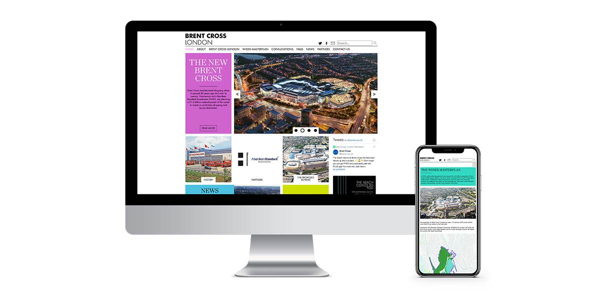 Brent Cross London Case Study - Website Landing Page Image Showing Second Slider with mobile