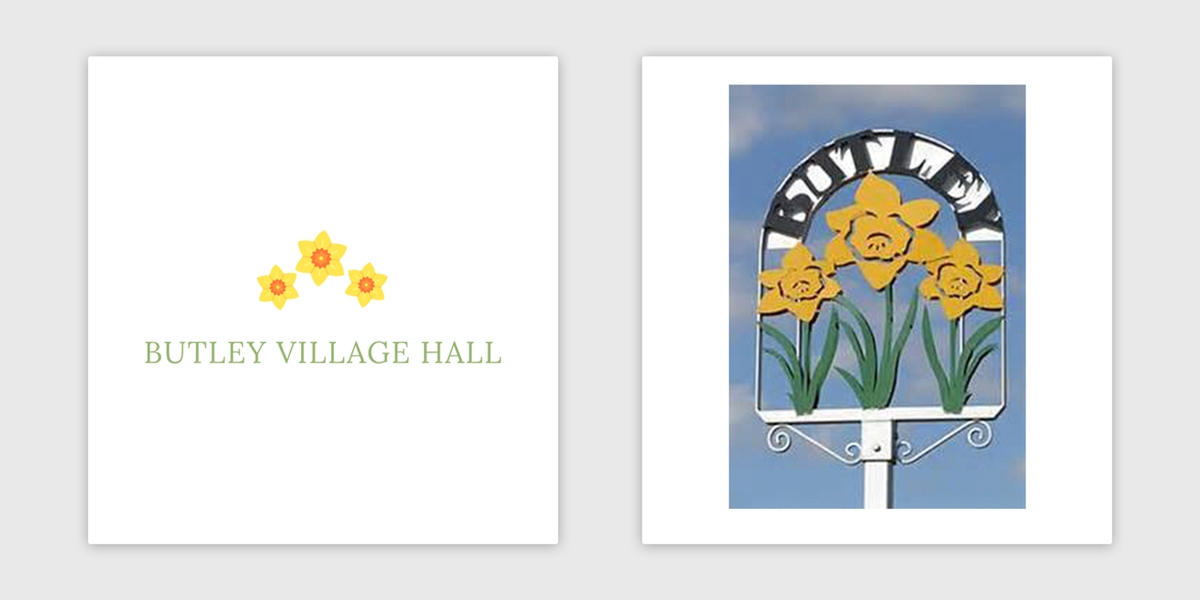 Butley Village Hall Case Study - Logo and Butley Sign