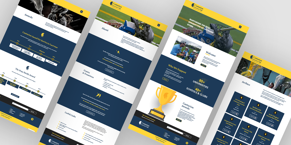 Centurion Lacrosse Club Website Screens