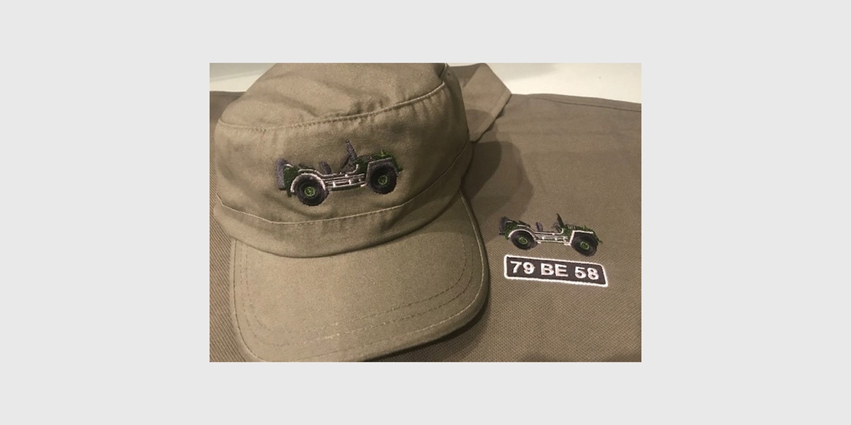 Jeep embroidered onto hat and shirt