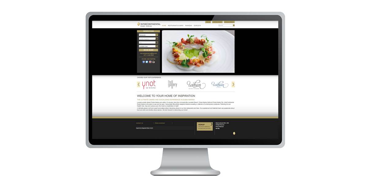 Intercontinental Dubai Marina dining website screen