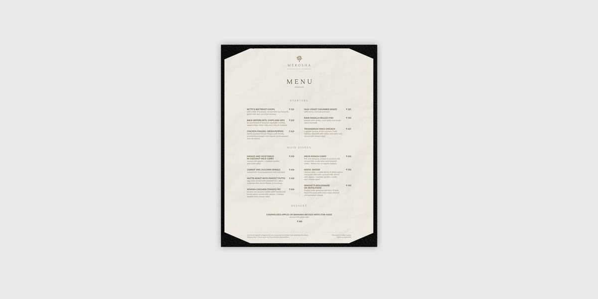 Mekosha Case Study - Food Menu for Restaurant at Mekosha