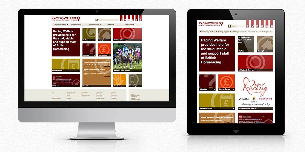 Racing Welfare website screens