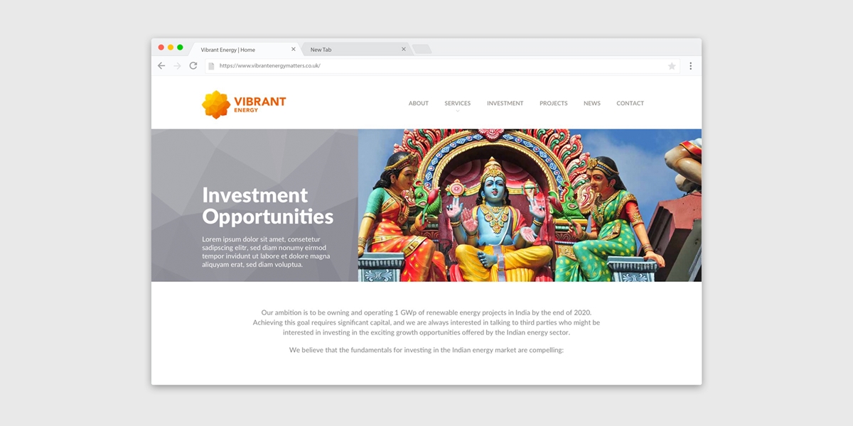 Vibrant Energy Portfolio - Image of Home Page 
