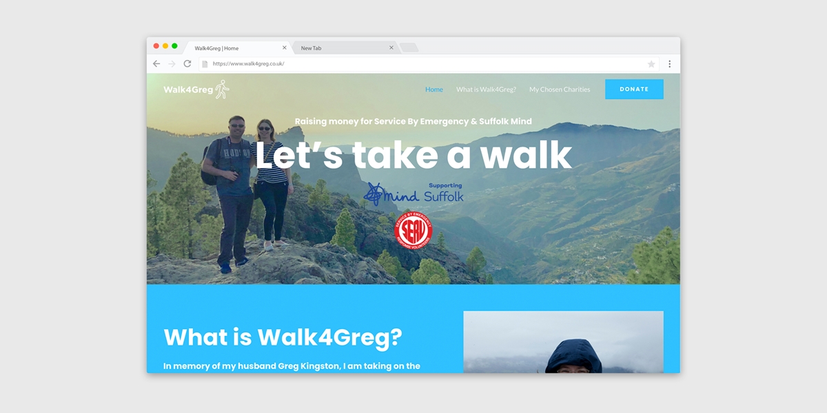 Walk4Greg Case Study - Website Home Page