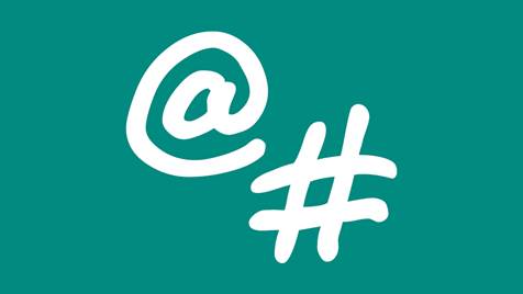 Email and Hashtags Symbols