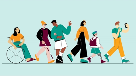 Illustration of group of people with different disabilities
