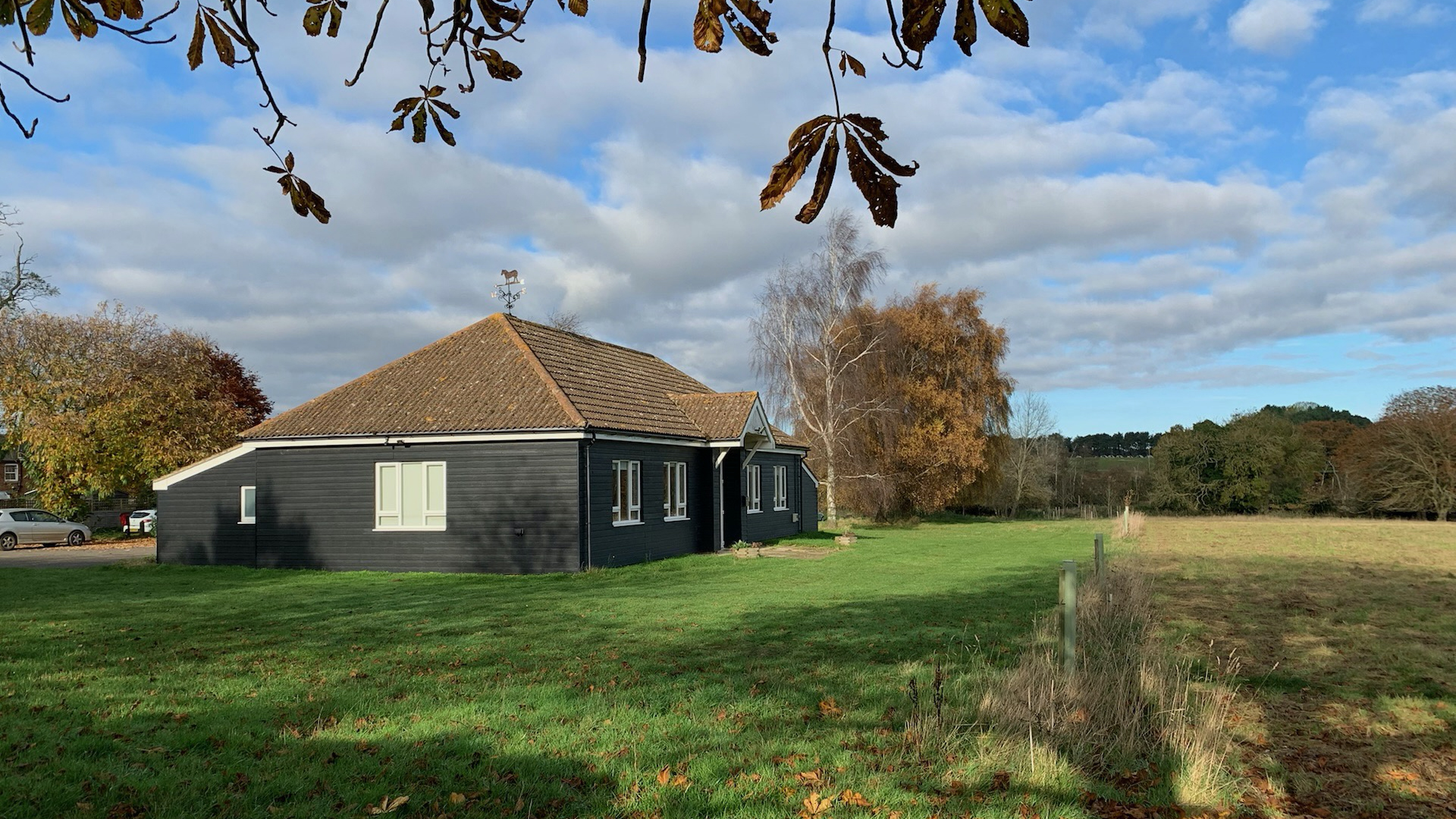 Butley Village Hall Case Study - Header image of hall in surroundings