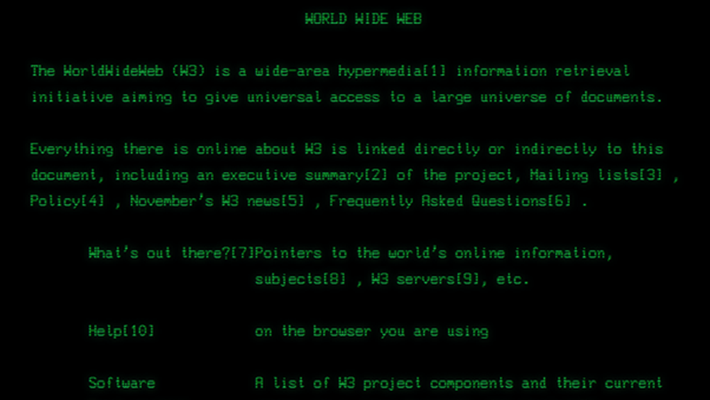 Screen shot of first ever website